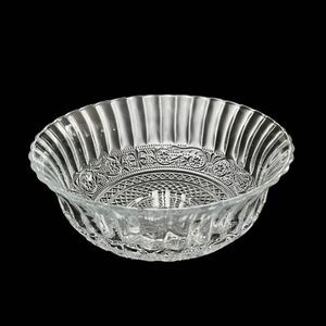 Vintage Crystal Clear Industries Trellis Serving  Bowl Clear Glass 7 1/2”
